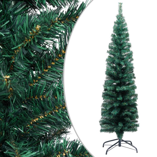 Árbol de Navidad artificial Delgado LEDs y soporte verde 120 cm