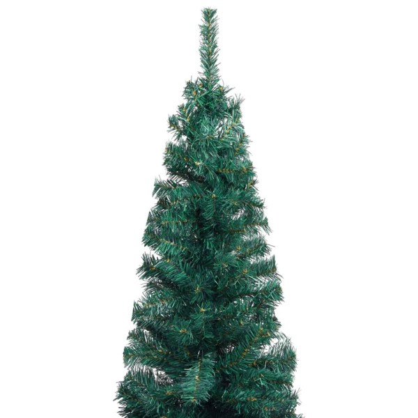 Árbol de Navidad artificial Delgado LEDs y soporte verde 120 cm