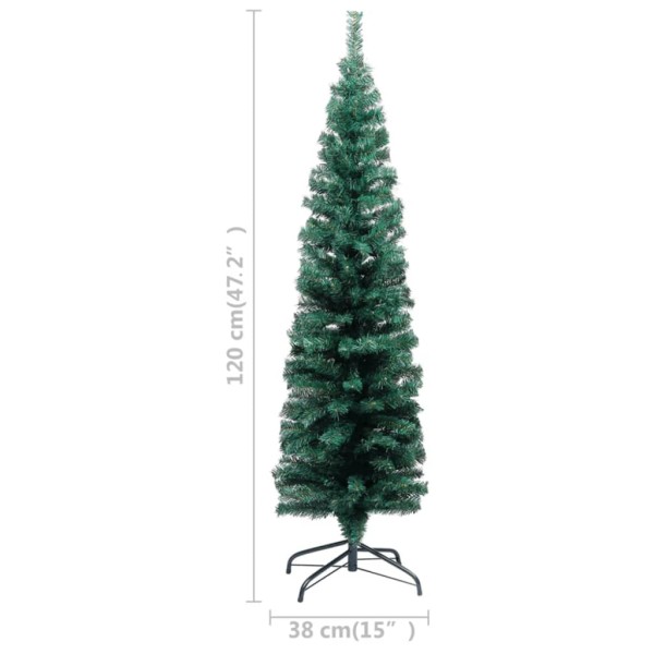 Árbol de Navidad artificial Delgado LEDs y soporte verde 120 cm