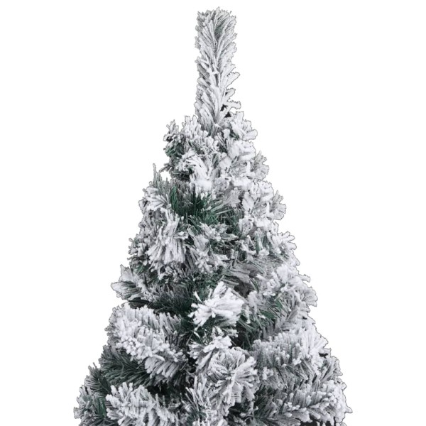 Árbol de Navidad delgado con nieve PVC verde 120 cm