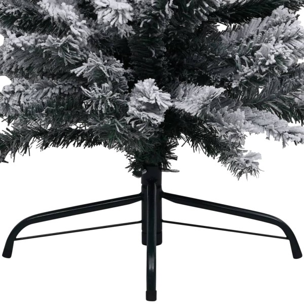 Árbol de Navidad delgado con nieve PVC verde 120 cm