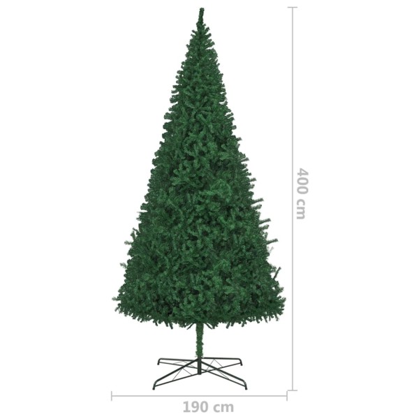 Árbol de Navidad preiluminado con luces y bolas verde 400 cm