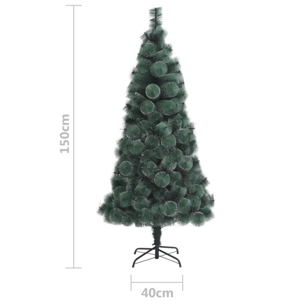 Árbol de Navidad artificial con LEDs y bolas PVC verde 150 cm