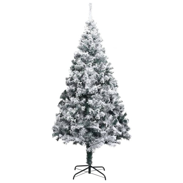 Árbol de Navidad preiluminado con luces y bolas verde 210 cm