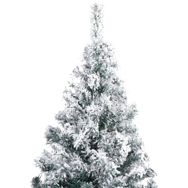 Árbol de Navidad preiluminado con luces y bolas verde 210 cm