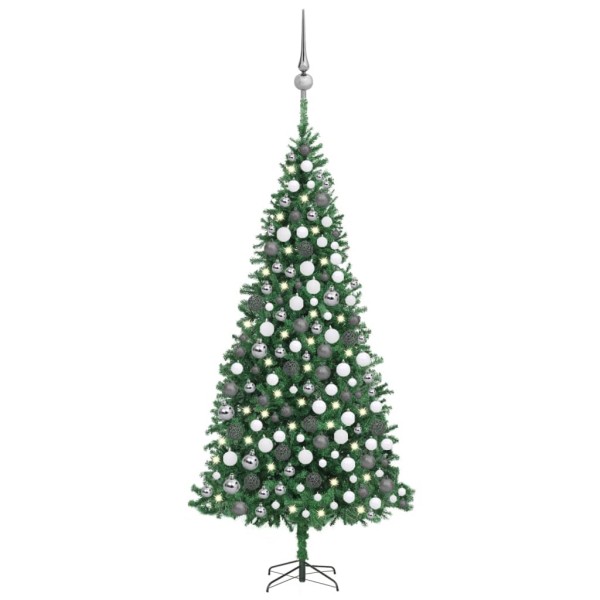 Árbol de Navidad artificial con luces LEDs y bolas verde 300 cm