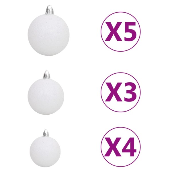 Árbol de Navidad de esquina LED y bolas PVC blanco 180 cm