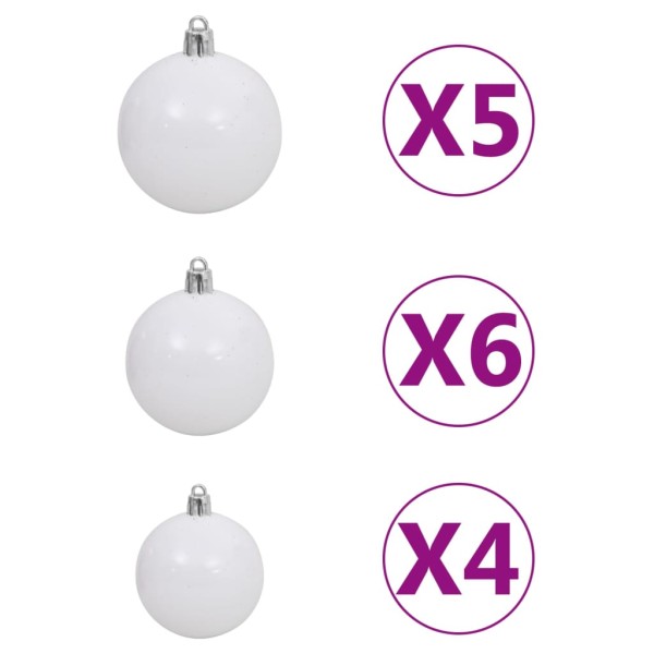 Árbol de Navidad de esquina LED y bolas PVC blanco 180 cm