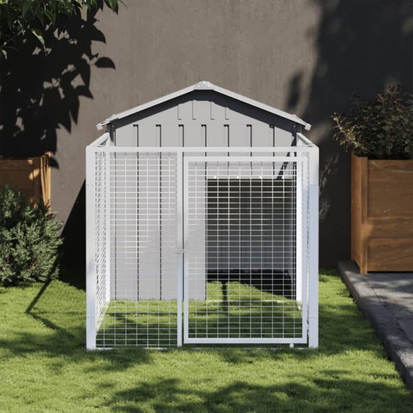 Caseta perros corral acero galvanizado gris claro 117x201x123cm