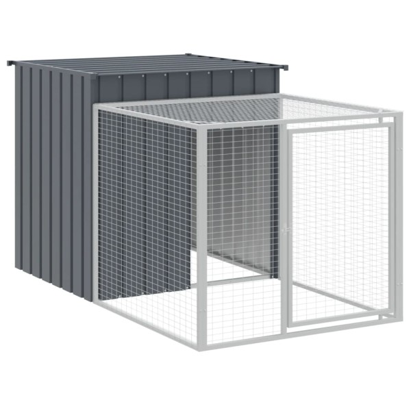 Gallinero con corral acero galvanizado gris 110x201x110 cm