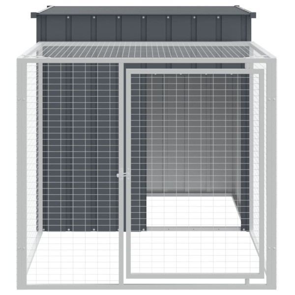 Gallinero con corral acero galvanizado gris 110x201x110 cm