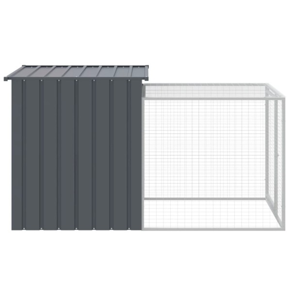 Gallinero con corral acero galvanizado gris 110x201x110 cm