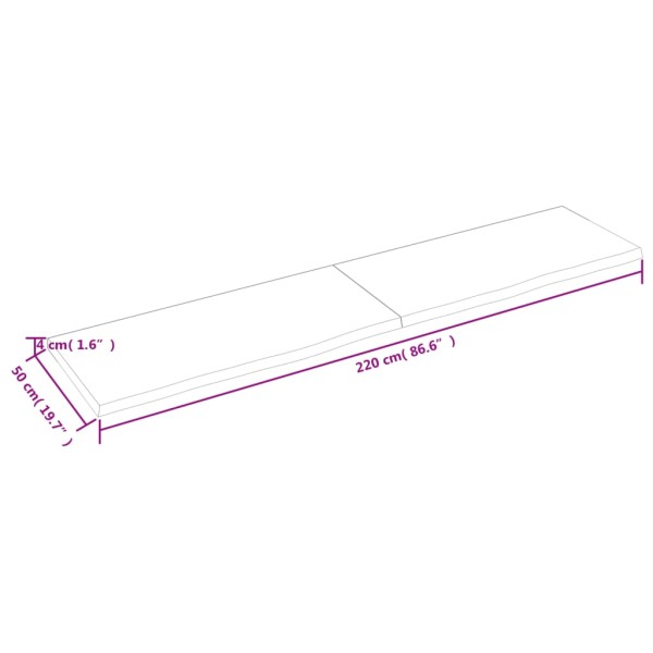 Estante pared madera roble tratada marrón oscuro 220x50x(2-4)cm