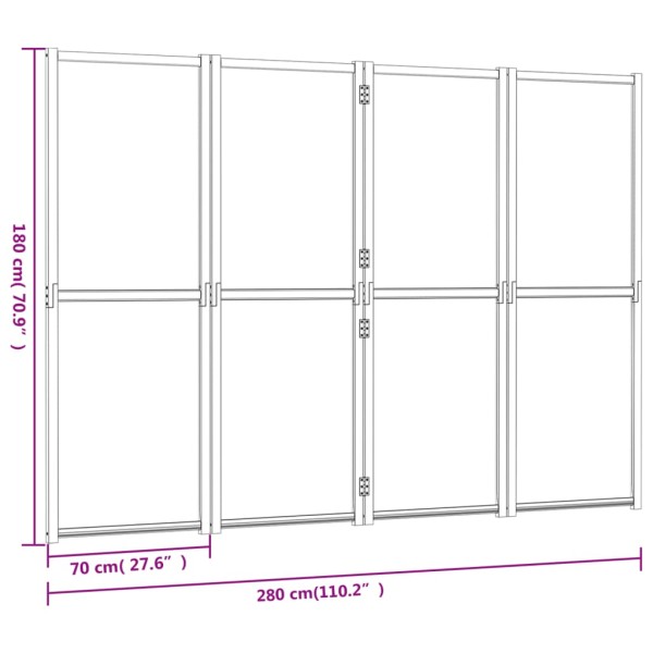 Biombo divisor de 4 paneles blanco crema 280x180 cm