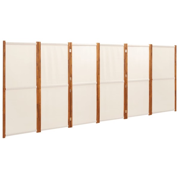 Biombo divisor de 6 paneles blanco crema 420x180 cm