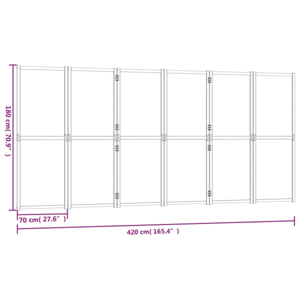 Biombo divisor de 6 paneles blanco crema 420x180 cm