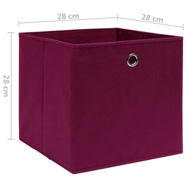 Caja de almacenaje 4 uds tela no tejida rojo oscuro 28x28x28 cm