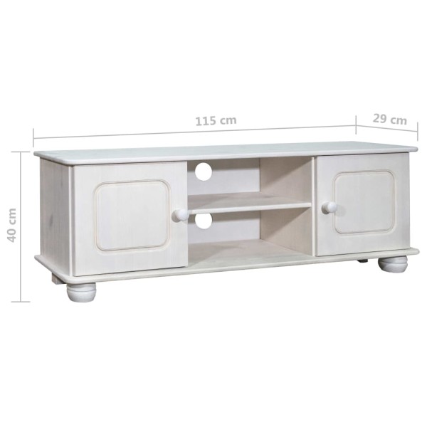 Mueble para TV de madera maciza de pino 115x29x40 cm