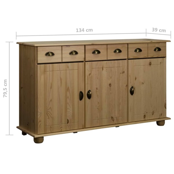 Aparador de madera maciza de pino 134x39x79,5 cm