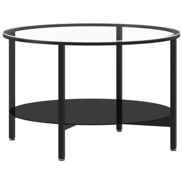 Mesa de centro vidrio templado negro y transparente 70 cm