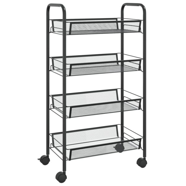 Carrito de cocina 4 niveles hierro negro 46x26x85 cm