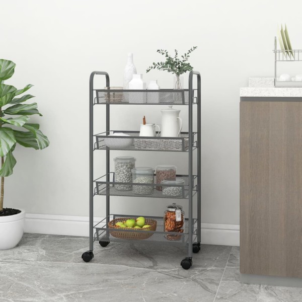 Carrito de cocina 4 niveles hierro gris 46x26x85 cm