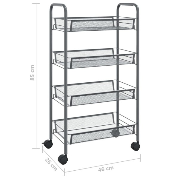 Carrito de cocina 4 niveles hierro gris 46x26x85 cm