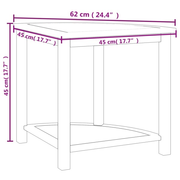 Mesa auxiliar de baño madera maciza de teca 45x45x45 cm