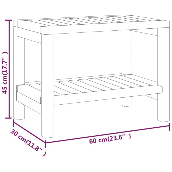 Mesa auxiliar de baño madera maciza de teca 60x30x45 cm