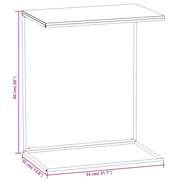 Mesa auxiliar de madera contrachapada blanco 55x35x66 cm