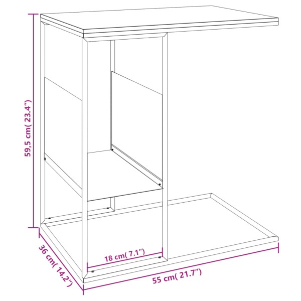 Mesa auxiliar de madera contrachapada negro 55x36x59,5 cm