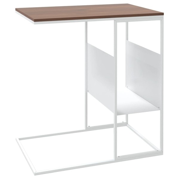 Mesa auxiliar de madera contrachapada blanca 55x36x59,5 cm