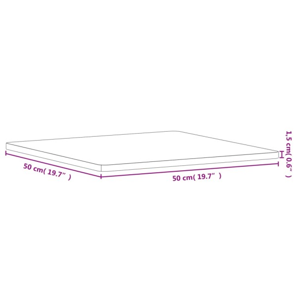 Tablero de mesa cuadrado de madera maciza de haya 50x50x1,5 cm