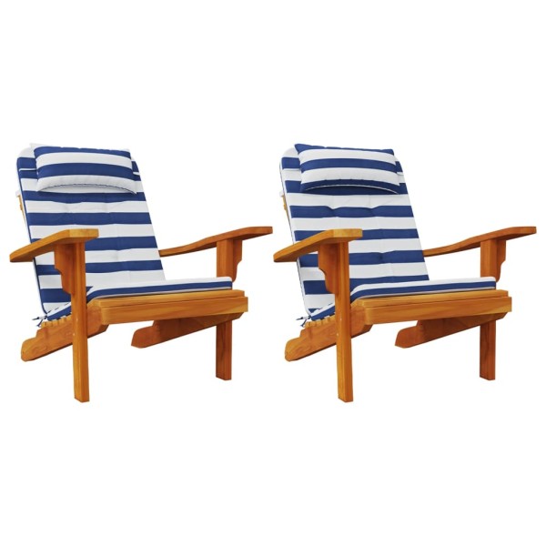 Cojines silla Adirondack 2 uds tela Oxford a rayas azul blanco