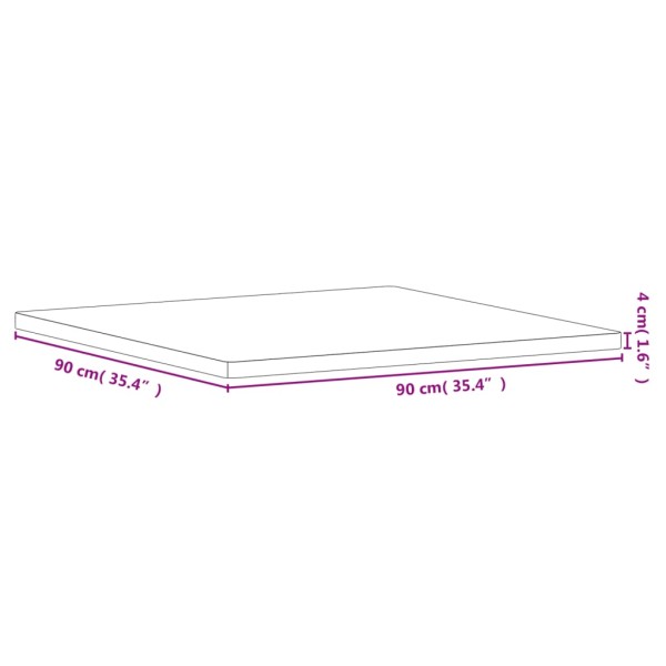 Tablero de mesa cuadrado de madera maciza de haya 90x90x4 cm