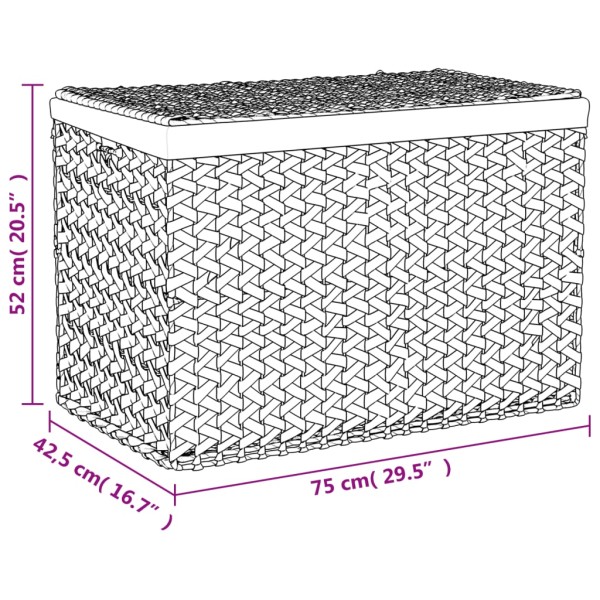 Cesto de ropa sucia con 3 secciones jacinto agua 75x42,5x52 cm