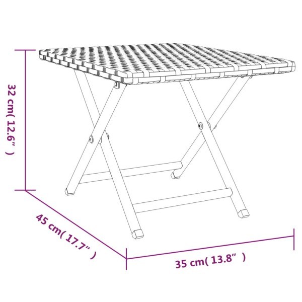 Mesa plegable ratán sintético gris 45x35x32 cm