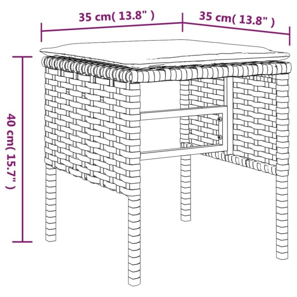 Taburetes de jardín 4 uds con cojines ratán sintético gris