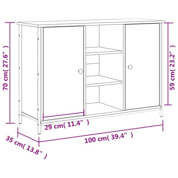 Aparador de madera de ingeniería roble Sonoma 100x35x70 cm