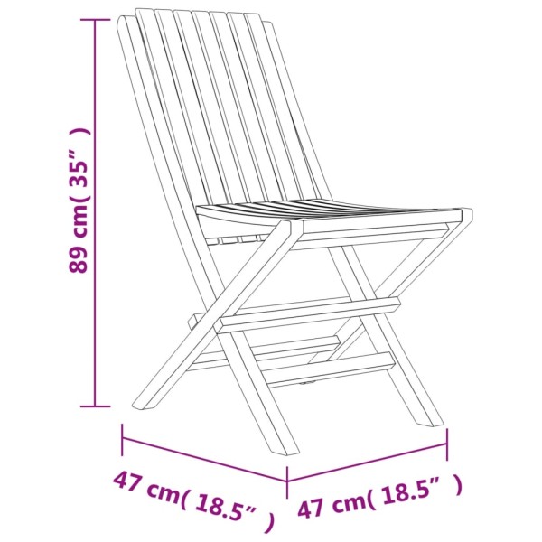 Sillas de jardín plegables 2 uds madera maciza teca 47x47x89cm