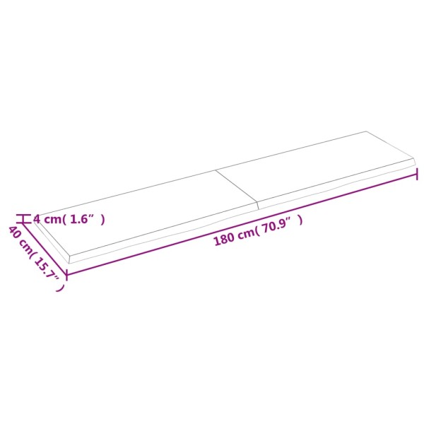 Estante pared madera roble tratada marrón claro 180x40x(2-4) cm