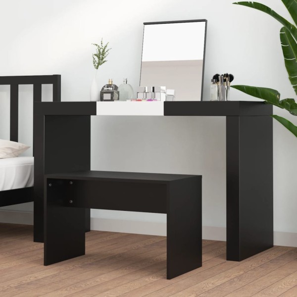 Taburete de vestidor madera contrachapada negro 70x35x45 cm