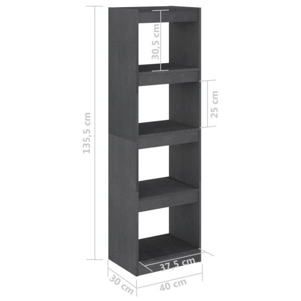 Estantería/divisor de espacios pino macizo gris 40x30x135,5cm