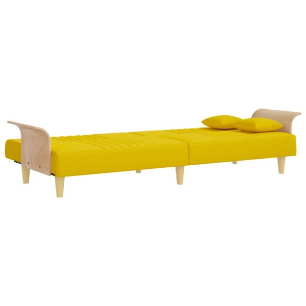 Sofá cama con reposabrazos tela amarillo claro