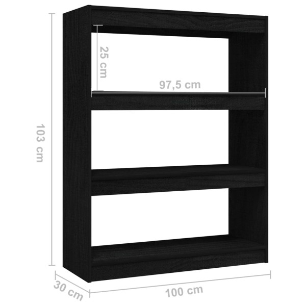 Estantería divisor de espacios madera pino negro 100x30x103 cm