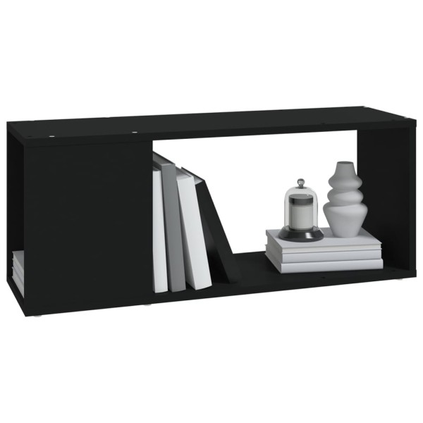 Mueble para TV madera contrachapada negro 80x24x32 cm