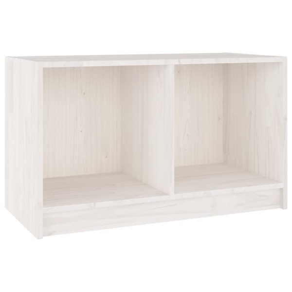 Mueble de TV de madera maciza de pino blanco 70x33x42 cm