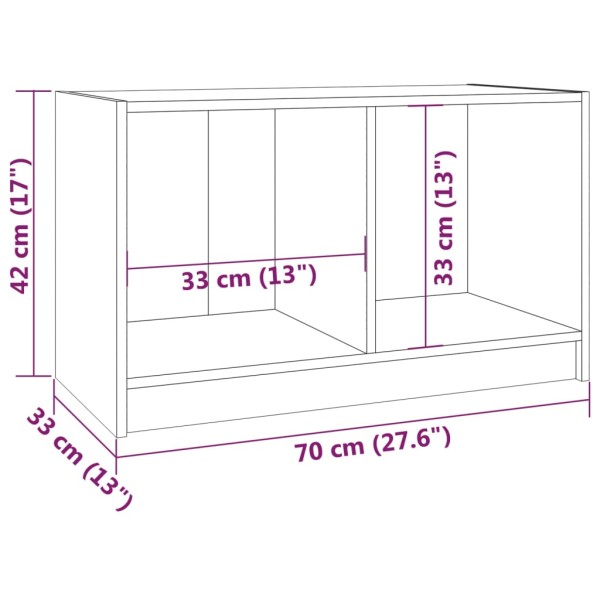 Mueble de TV de madera maciza de pino blanco 70x33x42 cm