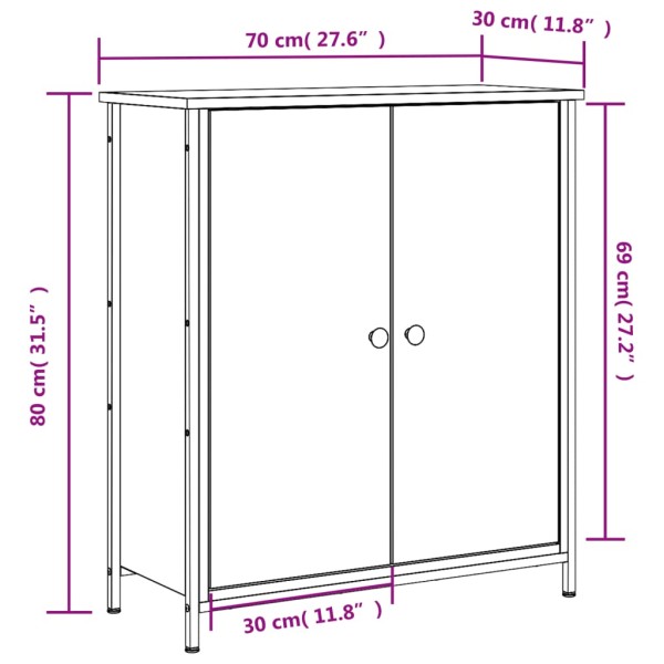 Aparador de madera de ingeniería roble ahumado 70x30x80 cm