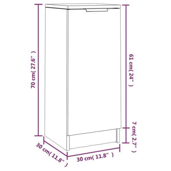 Aparador de madera contrachapada blanco 30x30x70 cm